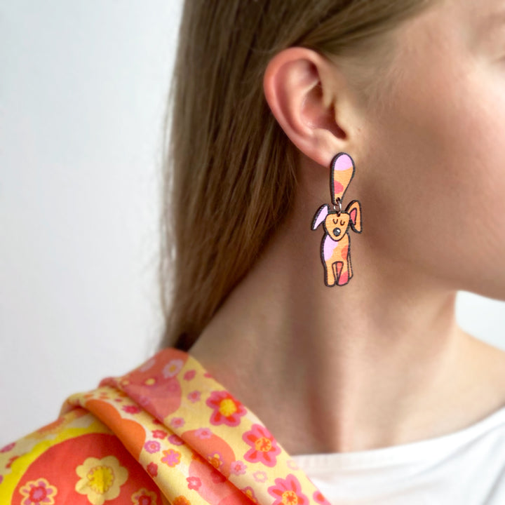 Earrings | KOIRAT | oranssi-pinkki