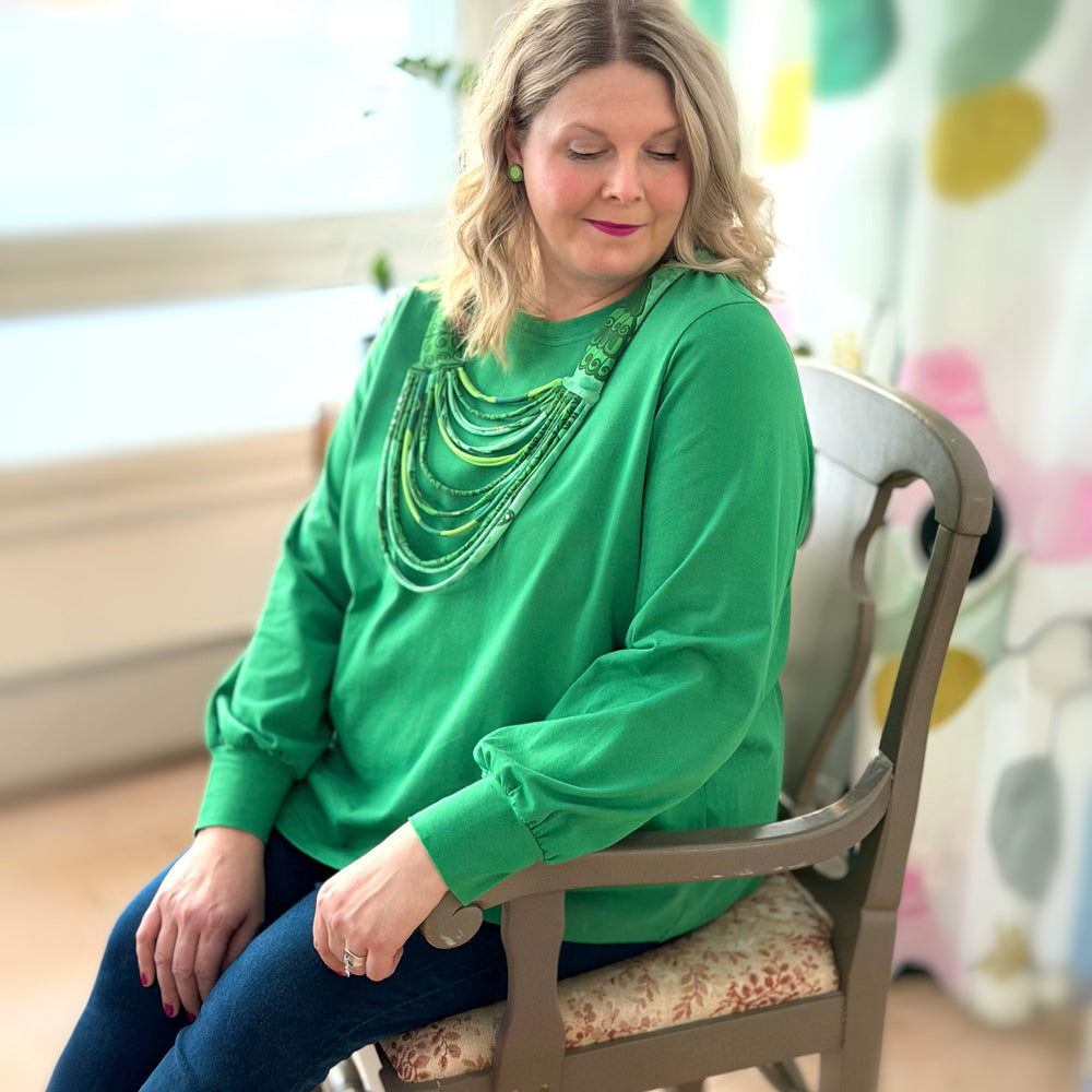 Puhvihiha blouse | RAINFOREST GREEN
