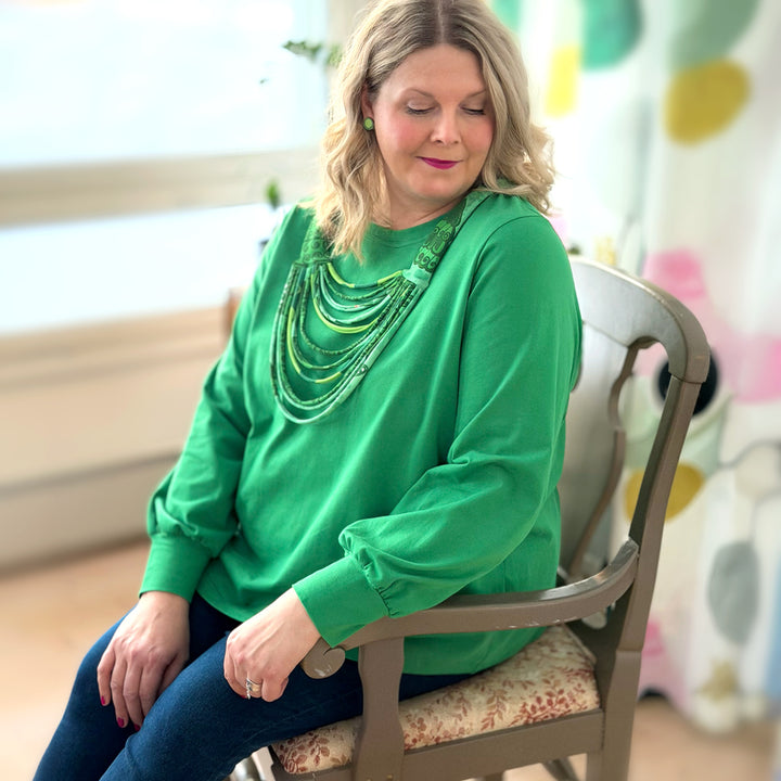 Puhvihiha blouse | RAINFOREST GREEN