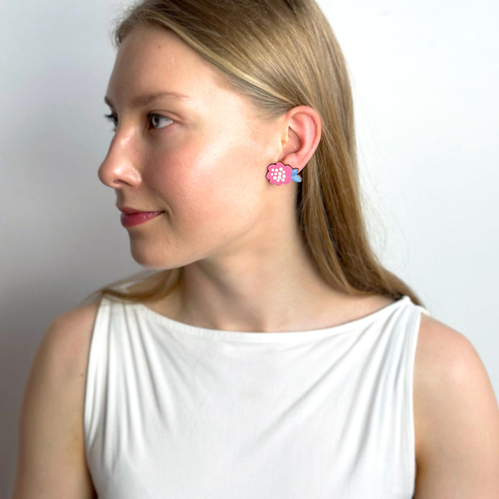 Button earrings | SUVI | pink